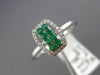 ESTATE .35CT DIAMOND & AAA EMERALD 14KT WHITE GOLD 3D MULTI ROW BARREL FUN RING