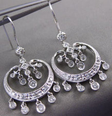 ESTATE LARGE .62CT DIAMOND 14K WHITE GOLD LEVER BACK HANGING CHANDELIER EARRINGS