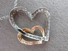 ESTATE .43CT DIAMOND 14K WHITE & ROSE GOLD 3D DOUBLE HEART LOVE FLOATING PENDANT