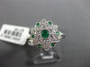 ESTATE .38CT DIAMOND & AAA EMERALD 18KT WHITE GOLD 3D STAR OF DAVID BEZEL RING