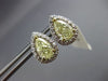 ESTATE .30CT WHITE & FANCY YELLOW DIAMOND 14K WHITE GOLD TEAR DROP STUD EARRINGS