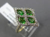 ESTATE 1.25CT DIAMOND & TSAVORITE 14K WHITE GOLD MULTI LEAF INFINITY FLOWER RING