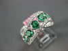 ESTATE LARGE 1.96CT DIAMOND & AAA EMERALD 18K WHITE GOLD CRISS CROSS LOVE RING