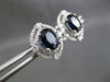 ESTATE LARGE 4.11CT DIAMOND SAPPHIRE 14K WHITE GOLD ETOILE HALO HANGING EARRINGS