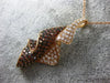 ESTATE LARGE 1.95CT WHITE & FANCY COLOR DIAMOND 18KT ROSE GOLD WAVE LEAF PENDANT