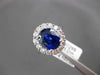 ESTATE LARGE 2.85CT DIAMOND AAA GIA SAPPHIRE 18K WHITE GOLD OVAL ENGAGEMENT RING