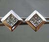 ESTATE .78CT DIAMOND PRINCESS 18KT WHITE GOLD CLASSIC 3D SQUARE STUD EARRINGS