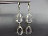 ESTATE LARGE AAA CRYSTAL 14K WHITE GOLD 3D TEAR DROP LEVER BACK HANGING EARRINGS