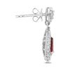 ESTATE 2.25CT DIAMOND & AAA RUBY 18K WHITE GOLD PEAR SHAPE HALO HANGING EARRINGS