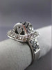 ESTATE WIDE 1CT WHITE & BLACK DIAMOND 14K WHITE GOLD 3D SQUARE HEART LOVE RING