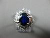 ESTATE LARGE 2.82CT DIAMOND & AAA SAPPHIRE 18K WHITE GOLD FLOWER ENGAGEMENT RING