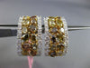 ESTATE GIA LARGE 5.82CT WHITE & FANCY INTENSE DIAMOND 18K TWO TONE GOLD EARRINGS