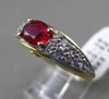 ESTATE 1.68CT DIAMOND & AAA OVAL RUBY PLATINUM 18K YELLOW GOLD ENGAGEMENT RING