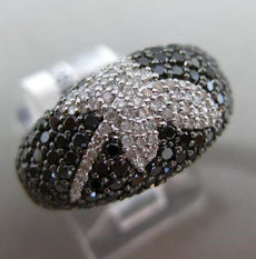 ESTATE 1.64CT WHITE & BLACK DIAMOND 14KT WHITE GOLD 3D PAVE BUTTERFLY LOVE RING