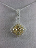 ESTATE .73CT WHITE & FANCY YELLOW DIAMOND 14KT TWO TONE GOLD 3D SQUARE PENDANT