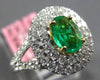 ESTATE 1.20CT DIAMOND & AAA EMERALD 18KT 2 TONE GOLD DOUBLE HALO ENGAGEMENT RING