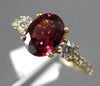 ESTATE 2.0CT DIAMOND & AAA OVAL CUT RHODOLITE 14K YELLOW GOLD 3D ENGAGEMENT RING