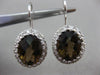 ESTATE 4.6CT DIAMOND & SMOKY TOPAZ 14K WHITE GOLD OVAL CLASSIC HANGING EARRINGS