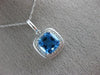 ESTATE 1.88CT DIAMOND & AAA BLUE TOPAZ 14KT WHITE GOLD 3D SQUARE HALO PENDANT