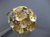 ESTATE EXTRA LARGE .72CT DIAMOND 14KT TRI COLOR GOLD 3D FLOWER BANGLE BRACELET