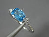 ESTATE 1.0CT DIAMOND & AAA BLUE TOPAZ 14K WHITE GOLD 3D CLUSTER RECTANGULAR RING