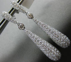 ESTATE LARGE 4.74CT DIAMOND 14KT WHITE GOLD 3D PAVE TEAR DROP HANGING EARRINGS