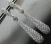 ESTATE LARGE 4.74CT DIAMOND 14KT WHITE GOLD 3D PAVE TEAR DROP HANGING EARRINGS