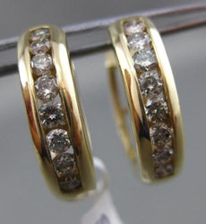 ESTATE .75CT DIAMOND 14KT YELLOW GOLD 3D CLASSIC CHANNEL HUGGIE EARRINGS 5mm
