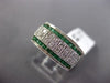 ESTATE WIDE .95CT DIAMOND & AAA EMERALD 18KT WHITE GOLD WEDDING ANNIVERSARY RING