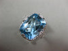 ESTATE LARGE 12.29CT DIAMOND & BLUE TOPAZ 14KT WHITE GOLD 3D FILIGREE OVAL RING