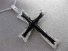 ESTATE LARGE .66CT DIAMOND 18KT WHITE GOLD ENAMEL FLOATING CROSS PENDANT #24564