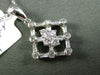 ESTATE .26CT DIAMOND ROUND & BAGUETTE 18KT WHITE GOLD 3D SQUARE FLOATING PENDANT