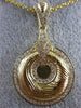 ESTATE LARGE .56CT DIAMOND 18KT YELLOW GOLD V SHAPE CIRCLE OF LIFE LOVE PENDANT