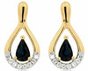 ESTATE 1.17CT DIAMOND & AAA SAPPHIRE 14K YELLOW GOLD PEAR SHAPE HANGING EARRINGS