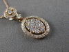 ESTATE .42CT ROUND CUT DIAMOND 14KT ROSE GOLD 3D CLASSIC CLUSTER OVAL PENDANT