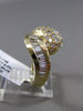 ESTATE WIDE .90CT ROUND & BAGUETTE DIAMOND 14KT YELLOW GOLD 3D CHANNEL PAVE RING