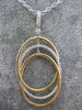 ESTATE LARGE .43CT DIAMOND 18K WHITE & YELLOW GOLD 3D OVAL LINK FLOATING PENDANT
