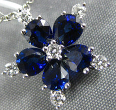 1.44CT DIAMOND & AAA SAPPHIRE 18KT WHITE GOLD 3D FLOWER SNOWFLAKE LOVE PENDANT