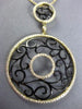 ESTATE LARGE .55CT DIAMOND 14KT YELLOW BLACK GOLD OPEN FILIGREE FLOATING PENDANT