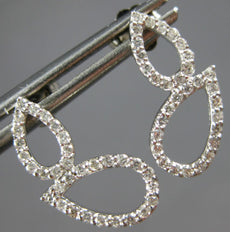 ESTATE .28CT DIAMOND 14KT WHITE GOLD 3D OPEN TEAR DROP HANGING FUN EARRINGS