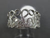 ESTATE .22CT DIAMOND 14KT WHITE GOLD 3D FILIGREE MUSICAL NOTE ETERNITY FUN RING