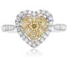 ESTATE .85CT WHITE & FANCY YELLOW DIAMOND 14KT WHITE GOLD 3D HEART CLUSTER RING