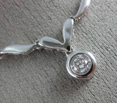 ANTIQUE .20CT DIAMOND 18K WHITE GOLD 3D CLASSIC SOLITAIRE SWIRL NECKLACE #19119