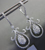 LARGE 1.9CT DIAMOND 14K WHITE GOLD FILIGREE TEAR DROP LEVERBACK HANGING EARRINGS