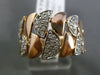 ESTATE WIDE .33CT DIAMOND 14KT WHITE & ROSE GOLD 3D HANDCRAFTED SEMI CIRCLE RING