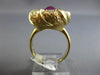 ESTATE LARGE 1.45CT DIAMOND & AAA CABOCHON RUBY 14KT YELLOW GOLD 3D FLOWER RING