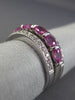 ESTATE WIDE 1.72CT DIAMOND & PINK SAPPHIRE 14KT WHITE GOLD 6 STONE WEDDING RING