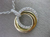 LARGE .57CT DIAMOND 18KT TRI COLOR 3D GOLD CIRCLE OF LIFE INTERTWINING PENDANT