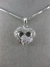 ANTIQUE .26CT DIAMOND 18K WHITE GOLD CLASSIC DOUBLE HEART FILIGREE PENDANT #9386