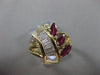 ANTIQUE LARGE 1.45CT DIAMOND & AAA RUBY 14KT YELLOW GOLD COCKTAIL RING #22045